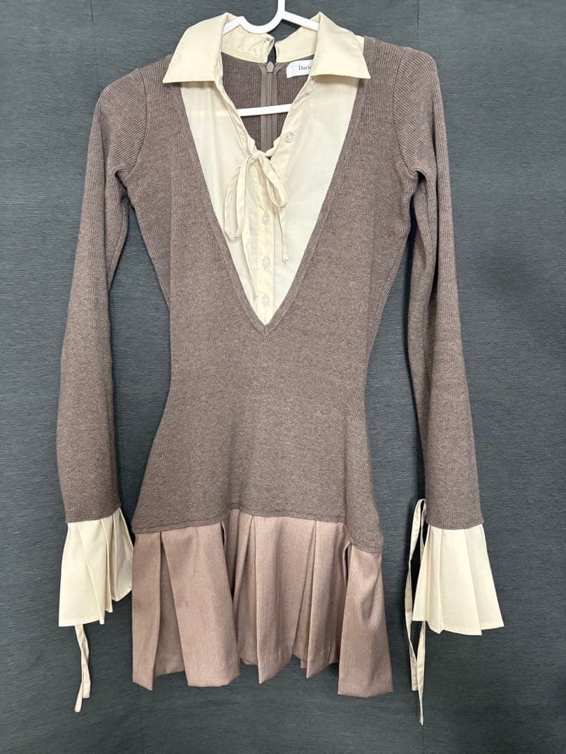 darich シャツドッキングプリーツミニワンピース　FREEサイズ