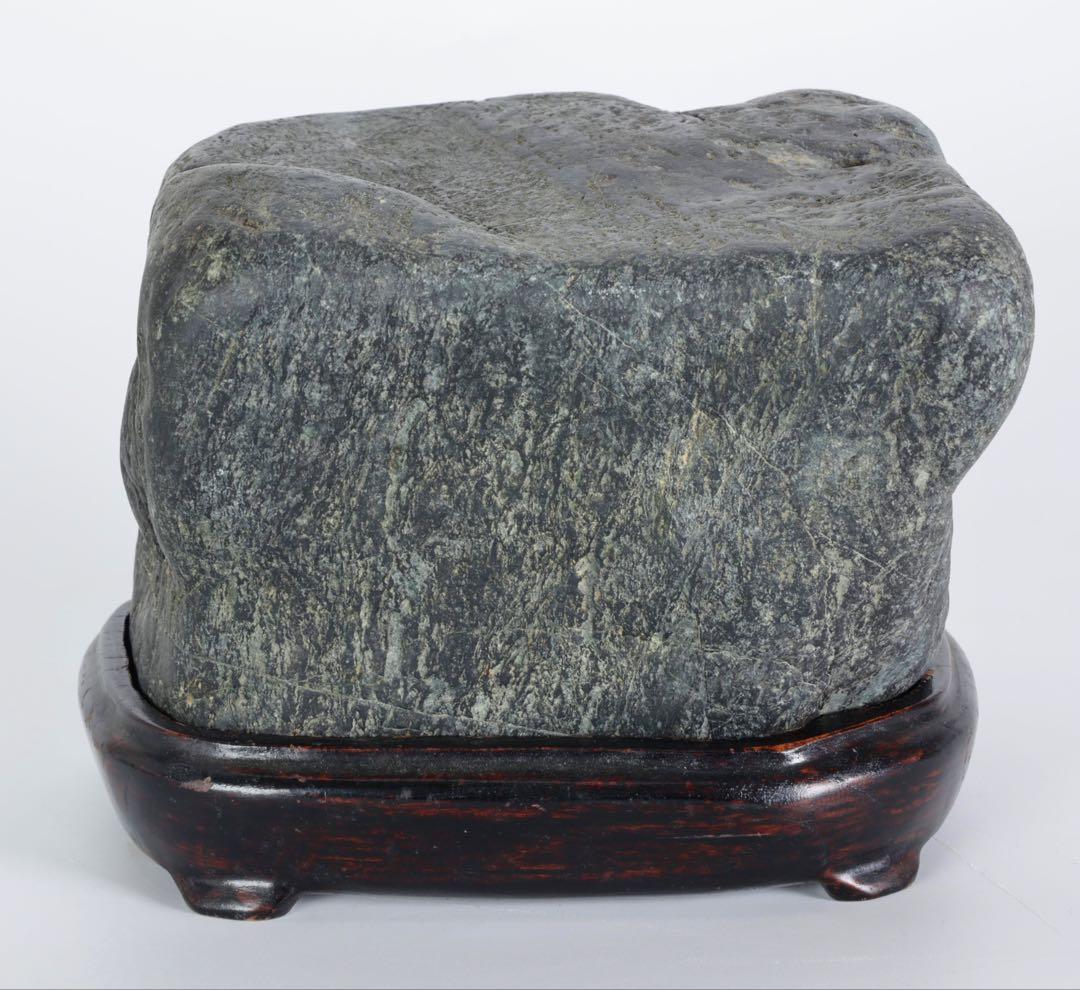 阿賀野川 水石 名石 台座付 4kg 鑑賞石 盆石 盆景 天然石 飾石 原石