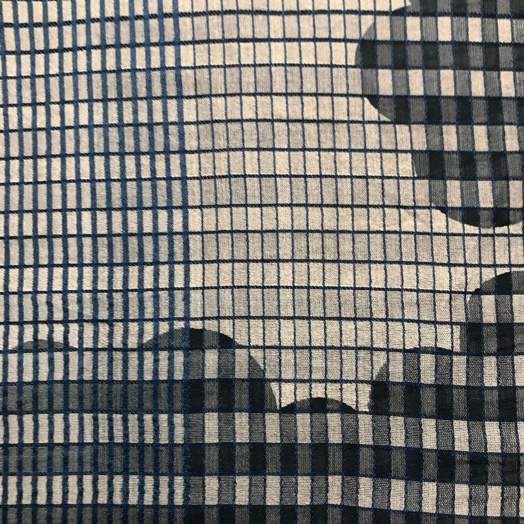 【高級、越後片貝】貴重な細かなチェックの織模様、小千谷縮、時代物☆正絹 着物