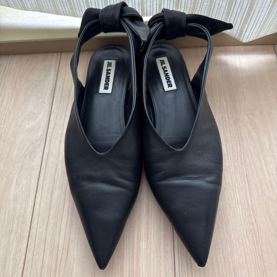JIL SANDER ブラック ポインテッドトゥ シューズ 38