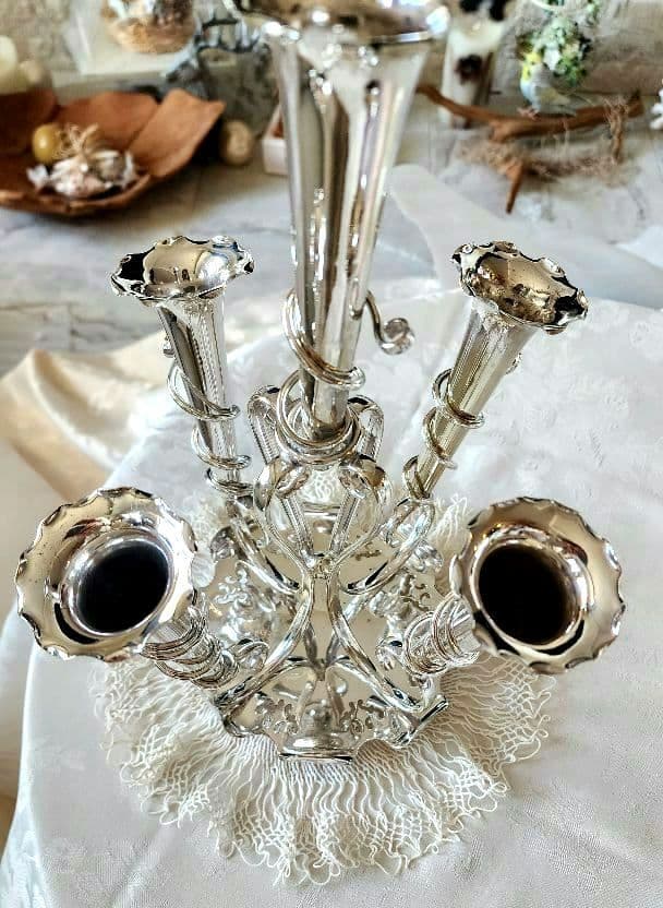 純銀P ③ イパーン センターピース フラワーベース 花器 アンティーク 英国