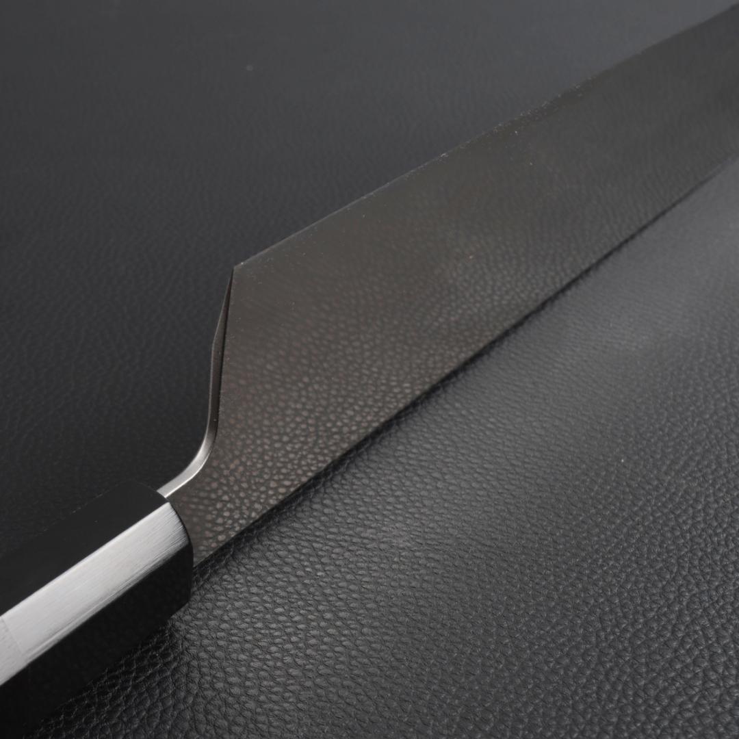 8992 角型薄刃包丁 8寸 刃は究極の切れ味 刺身包丁 黒檀黒水牛角八角柄