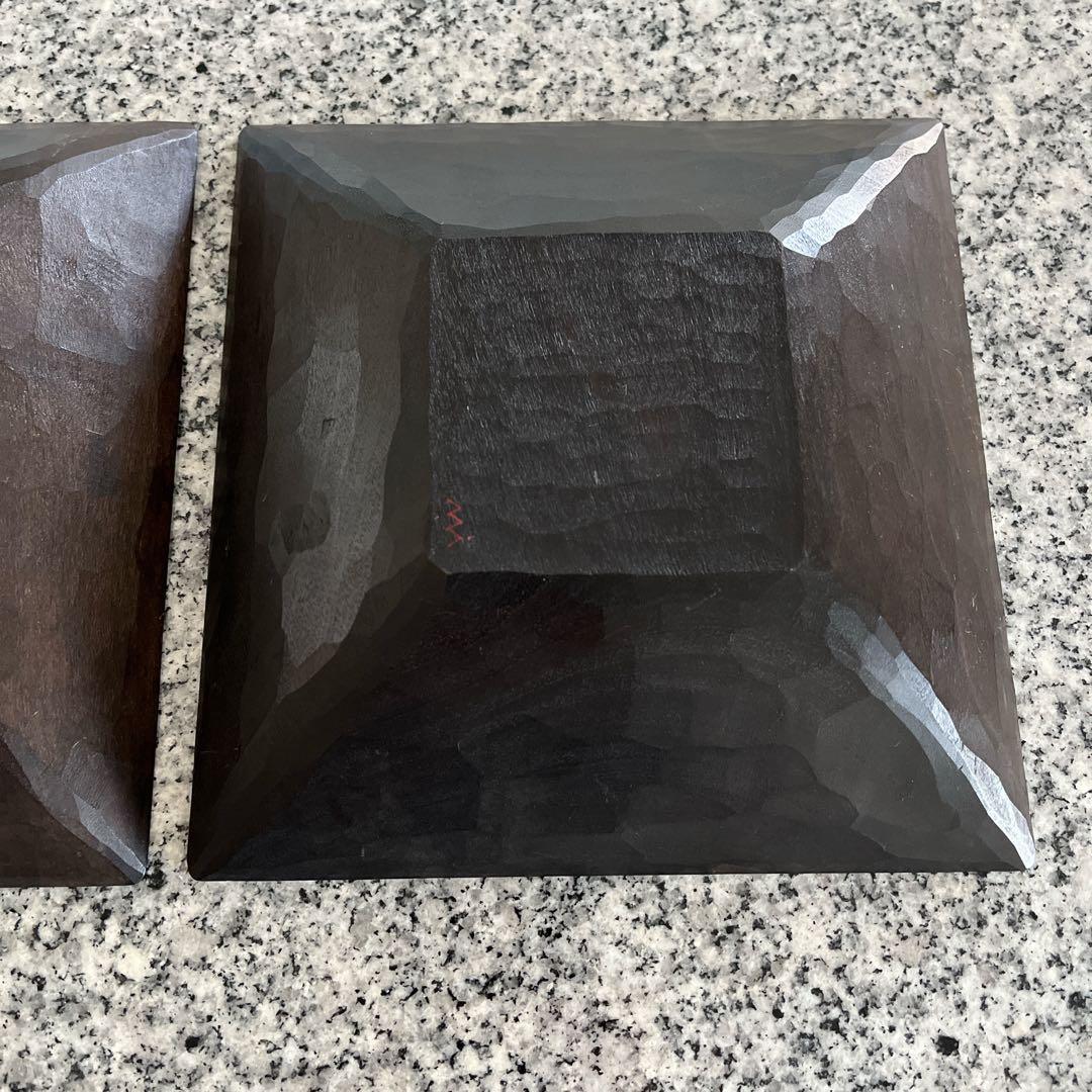 三谷龍二　黒拭き漆　角皿　 2枚セット