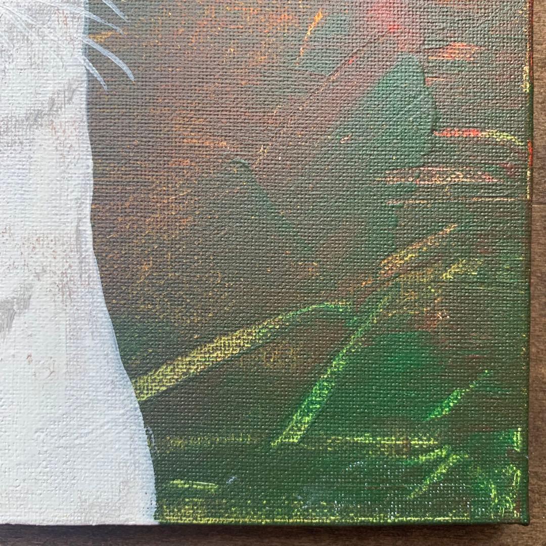 【アクリル画】幸せを運ぶ猫【絵画】白猫、オッドアイ