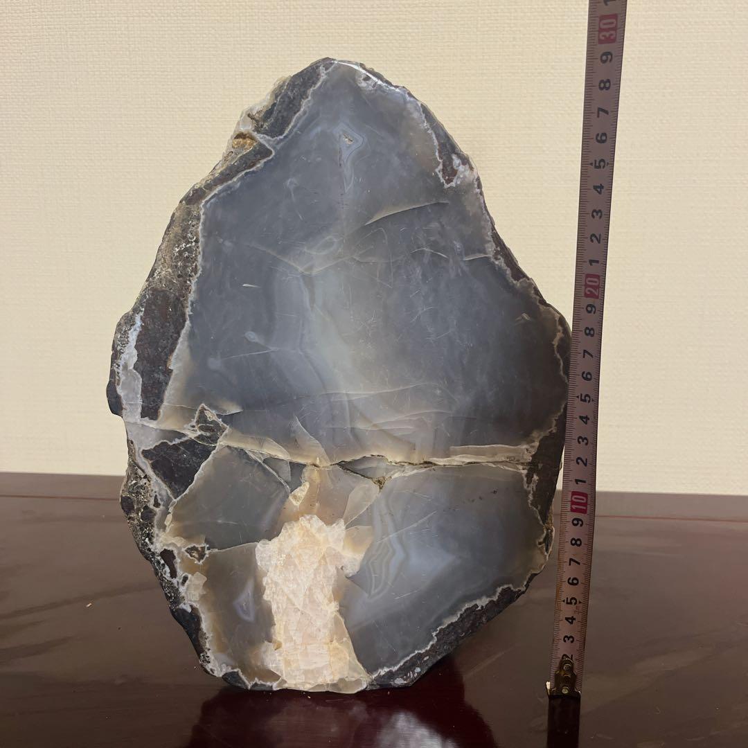 【特大】瑪瑙（メノウ）ジオード 晶洞石 原石 20cm 幸運を呼ぶ笑口 インテリ