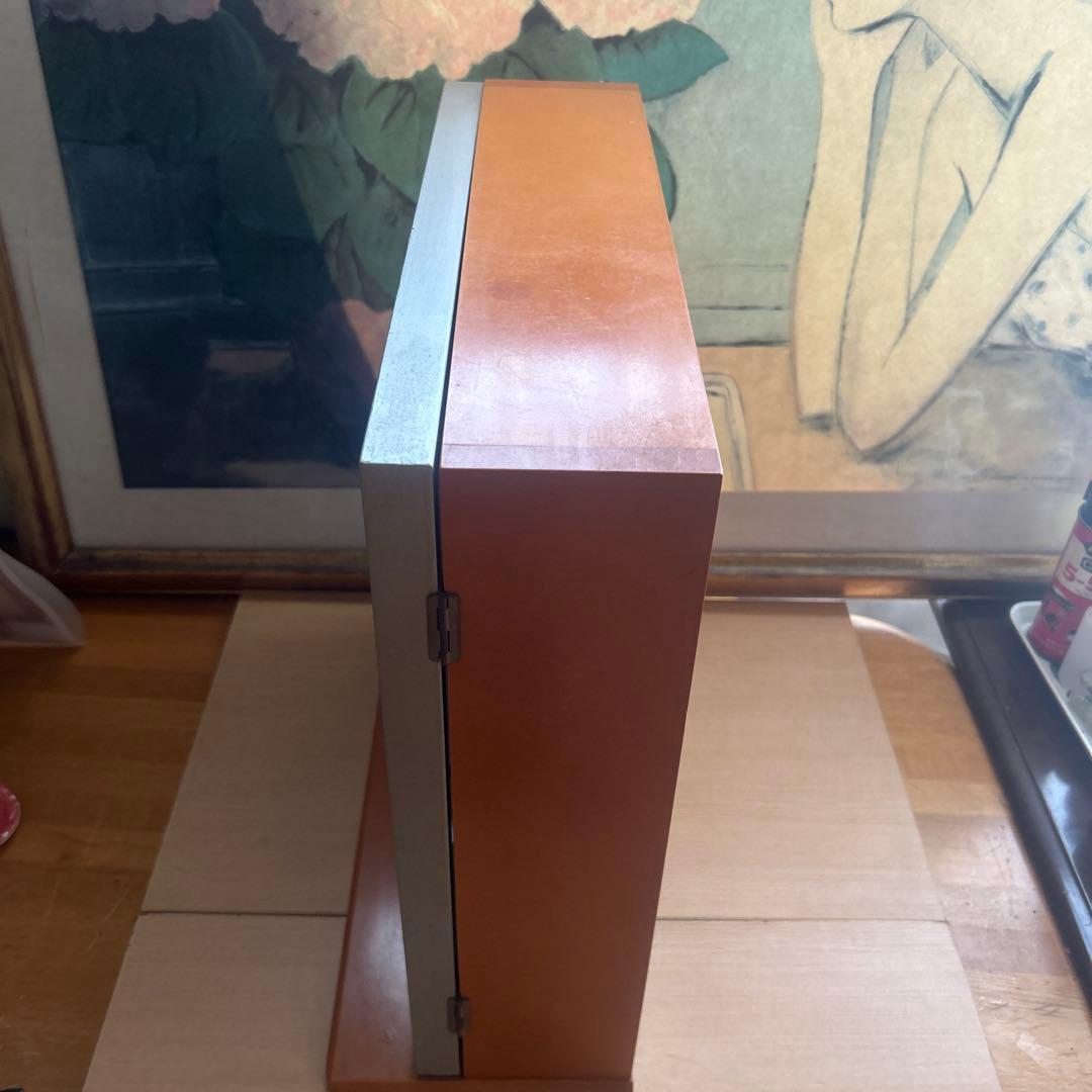 中型標本箱 ガラス 木製 オレンジ シルバー