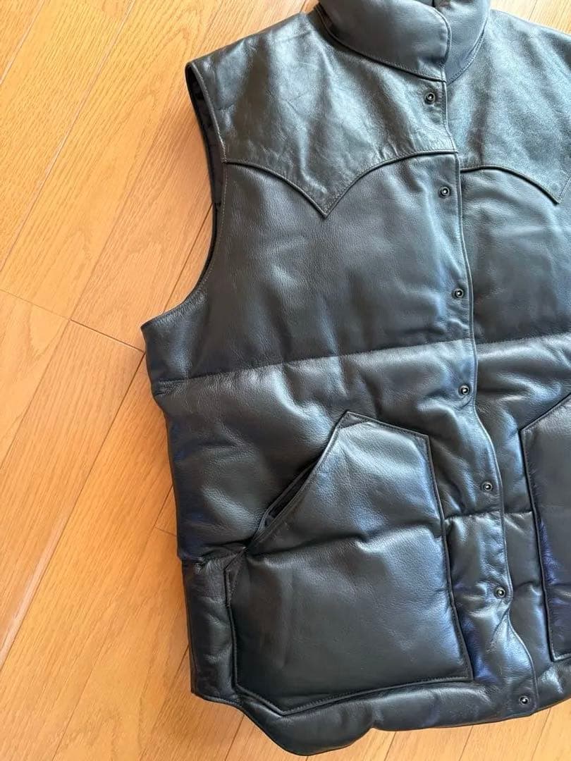 海坊主　レインボーカントリー　レザーダウンベスト黒　　　サイズXL