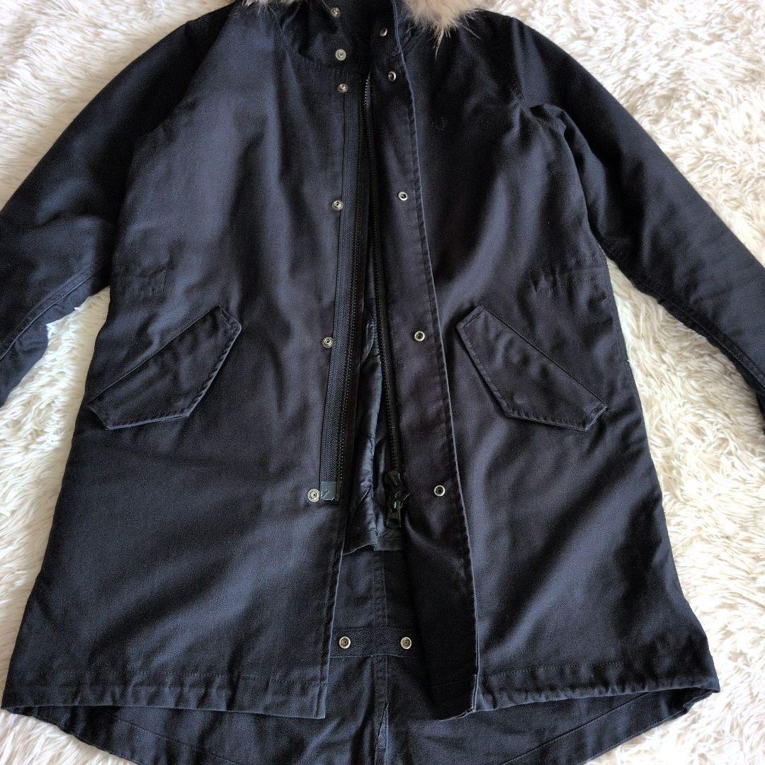 フレッドペリーモッズコートMネイビー　 月桂樹ロゴ　ロングコート