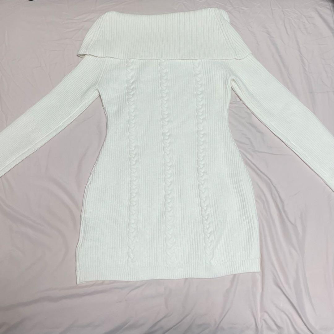 ミシェルマカロン ギャザーオフショルニットワンピース