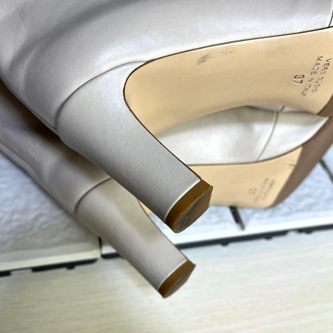 37 ネブローニ ロングブーツ ホワイト 白 レザー 24