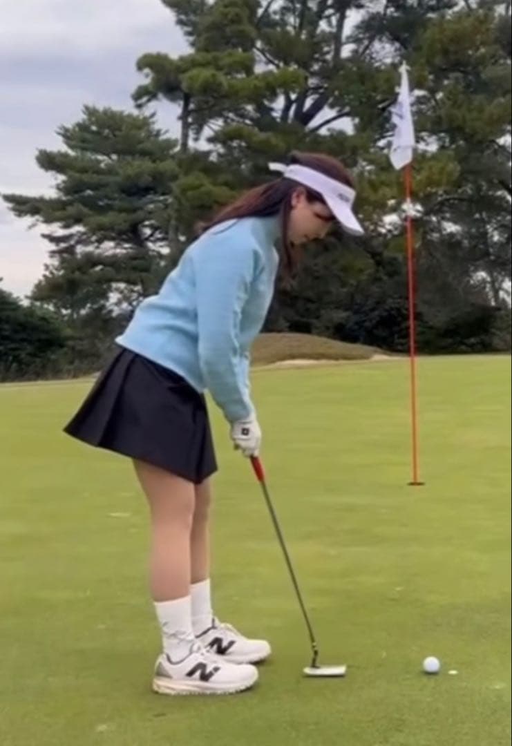 なみき着用☆New Balance Golf グレンチェック柄ハイネックニット