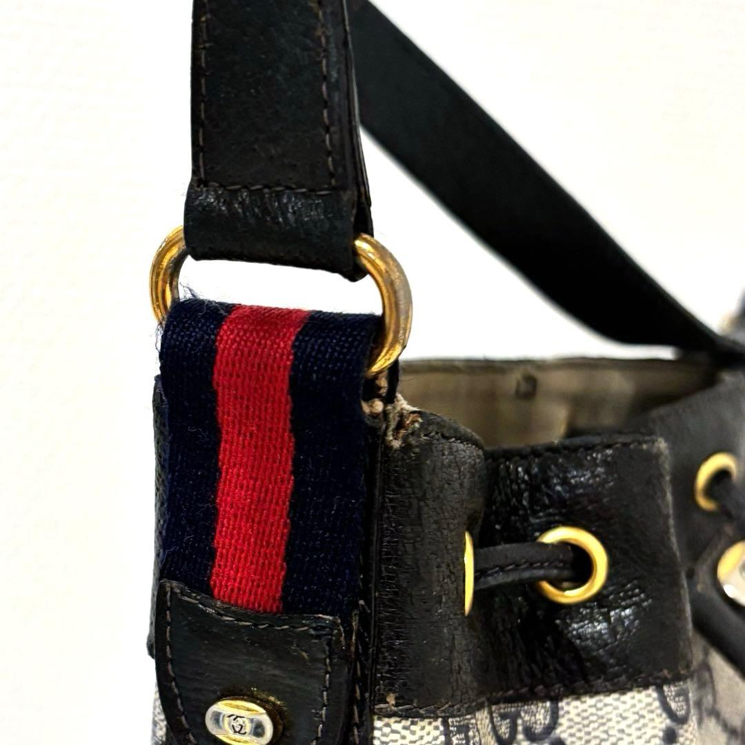 オールドグッチ　シェリーライン　ショルダーバッグ　ネイビー　GUCCI