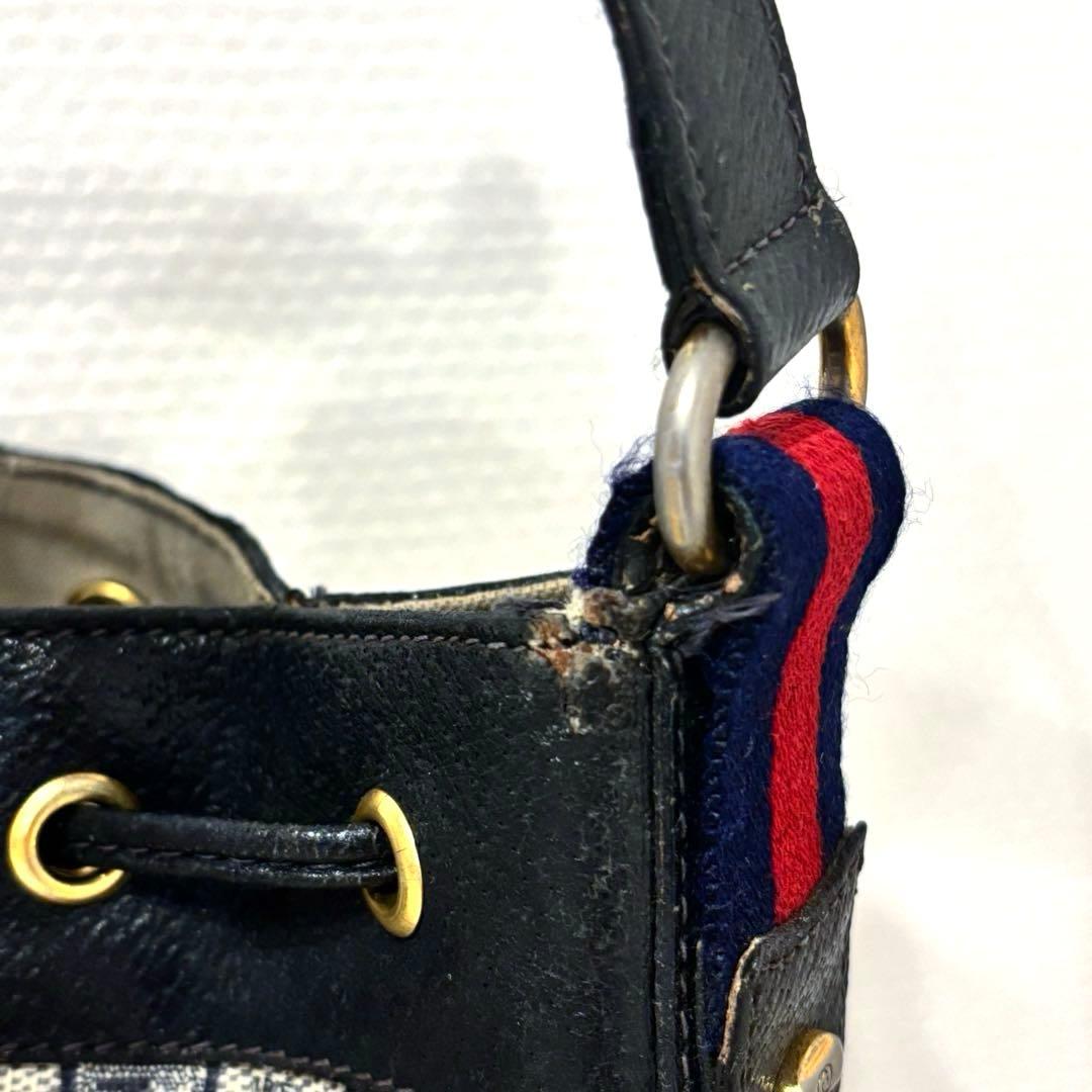 オールドグッチ　シェリーライン　ショルダーバッグ　ネイビー　GUCCI