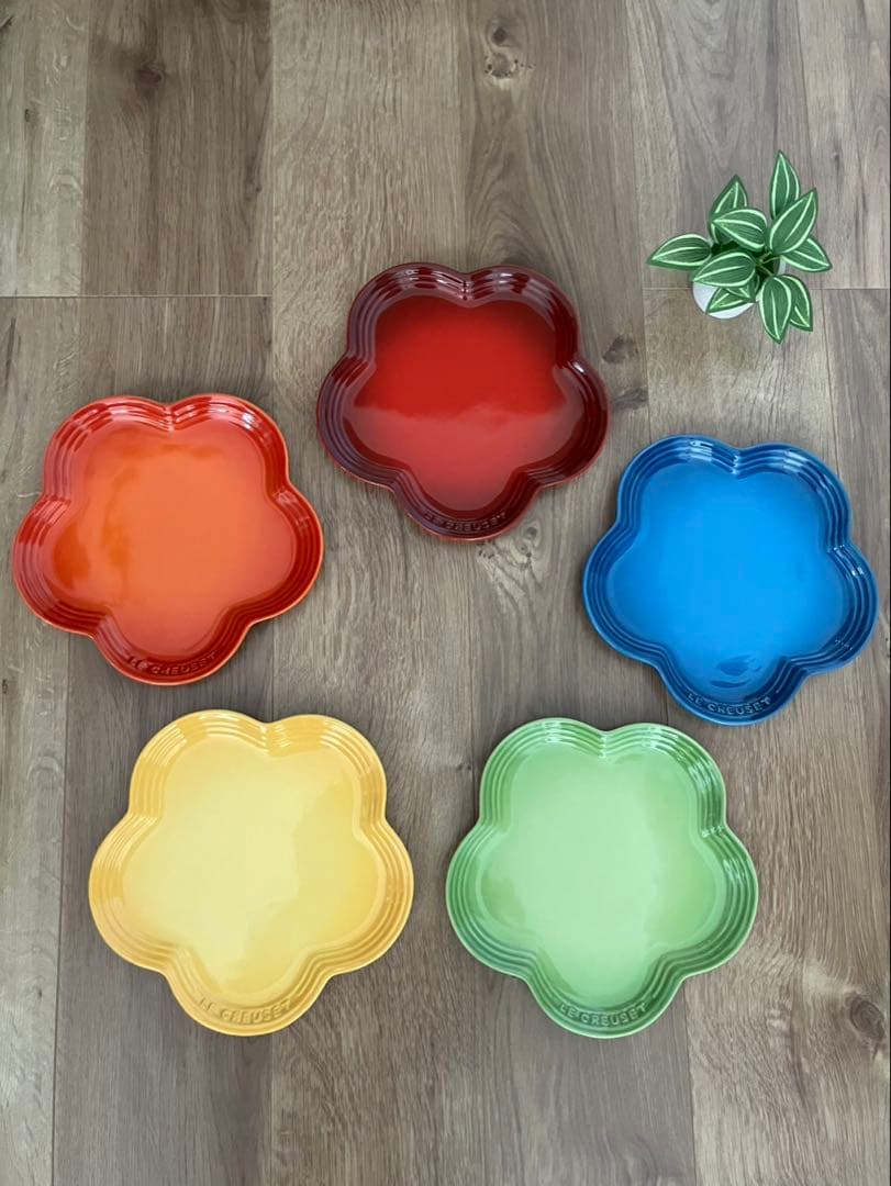 ゆか【新品未使用】ル・クルーゼ　フラワープレート 23 cmレインボー