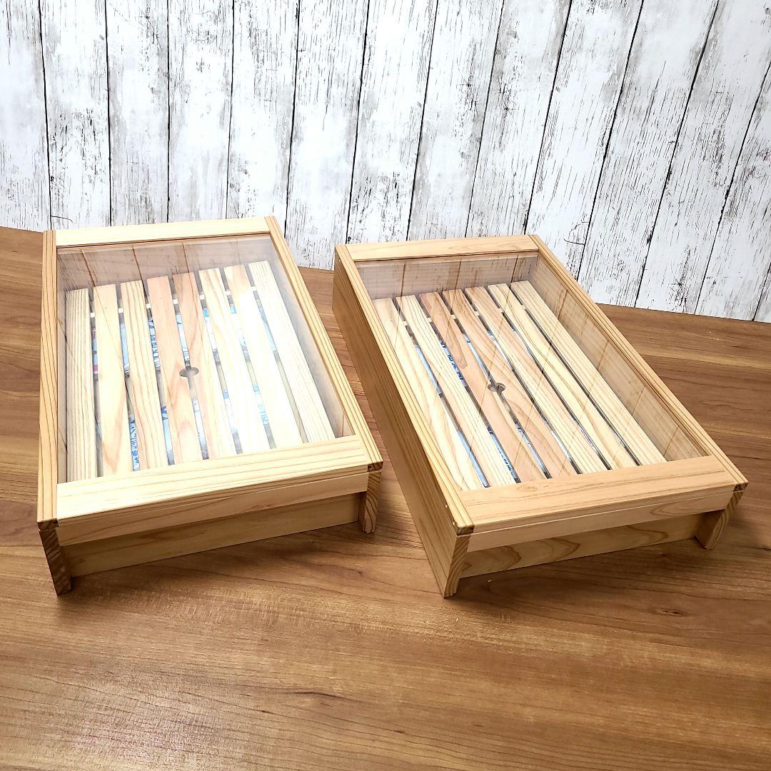 No182【新品】2台 寿司ネタケース ネタ箱　目皿・アクリル蓋付【保冷剤付き】