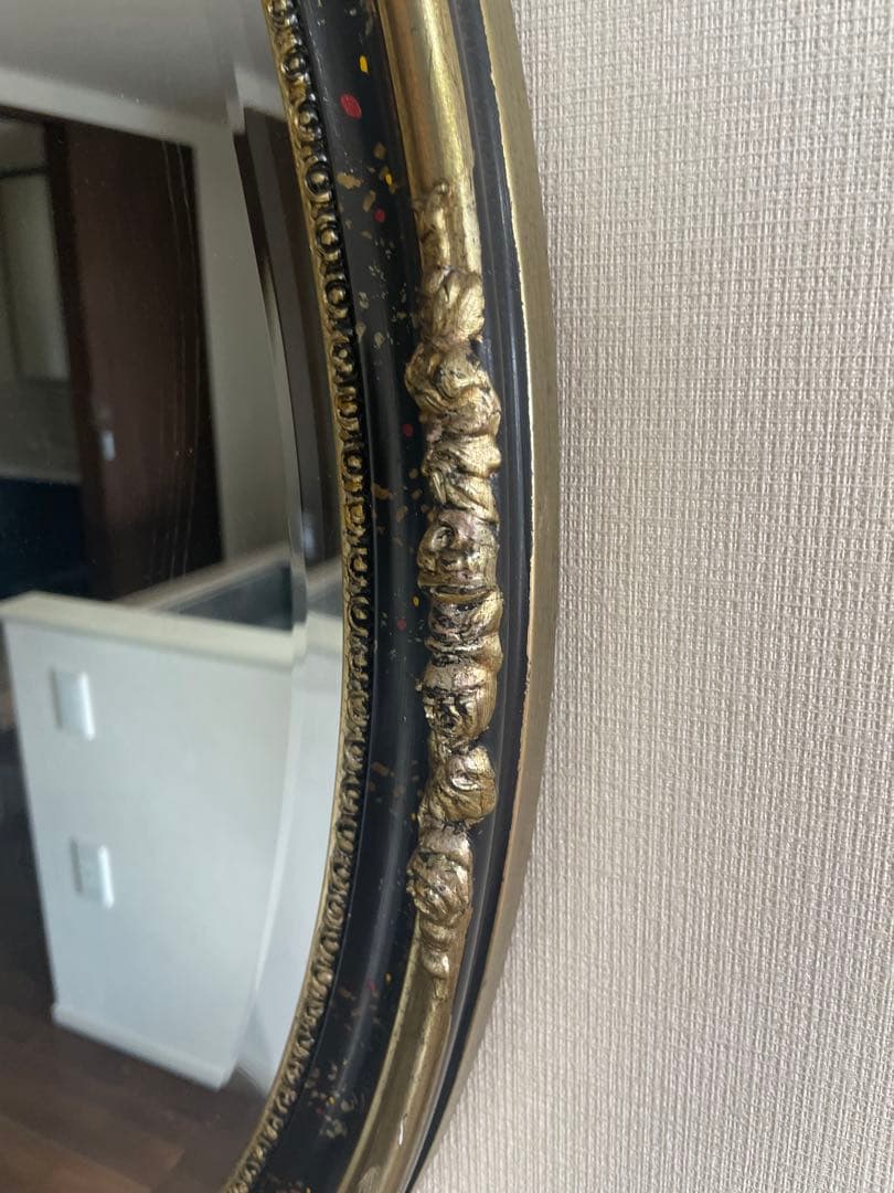 アンティーク 英国調 オーバル型 壁掛け鏡 ウォールミラー レトロ