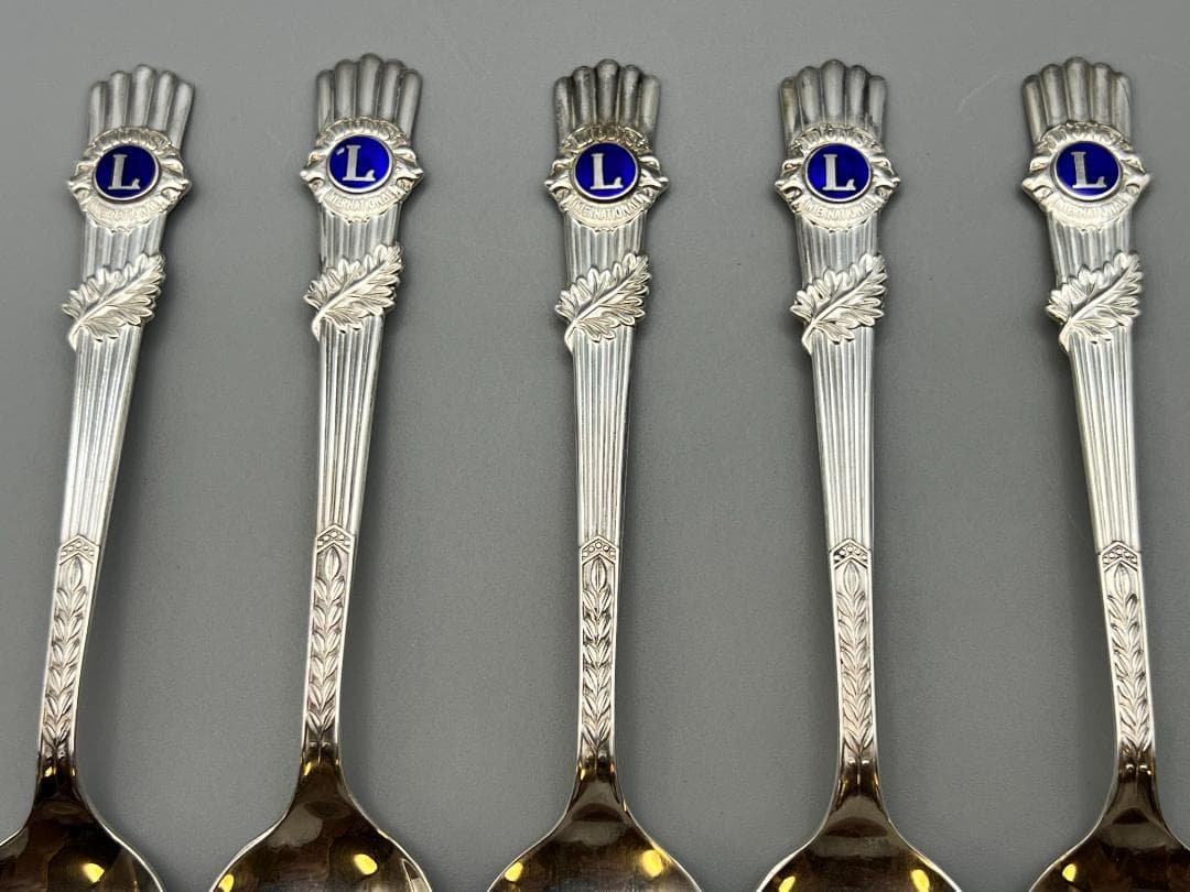 【海】銀製刻印　スプーン　５点セット　重量約74.8g　銀食器 銀細工