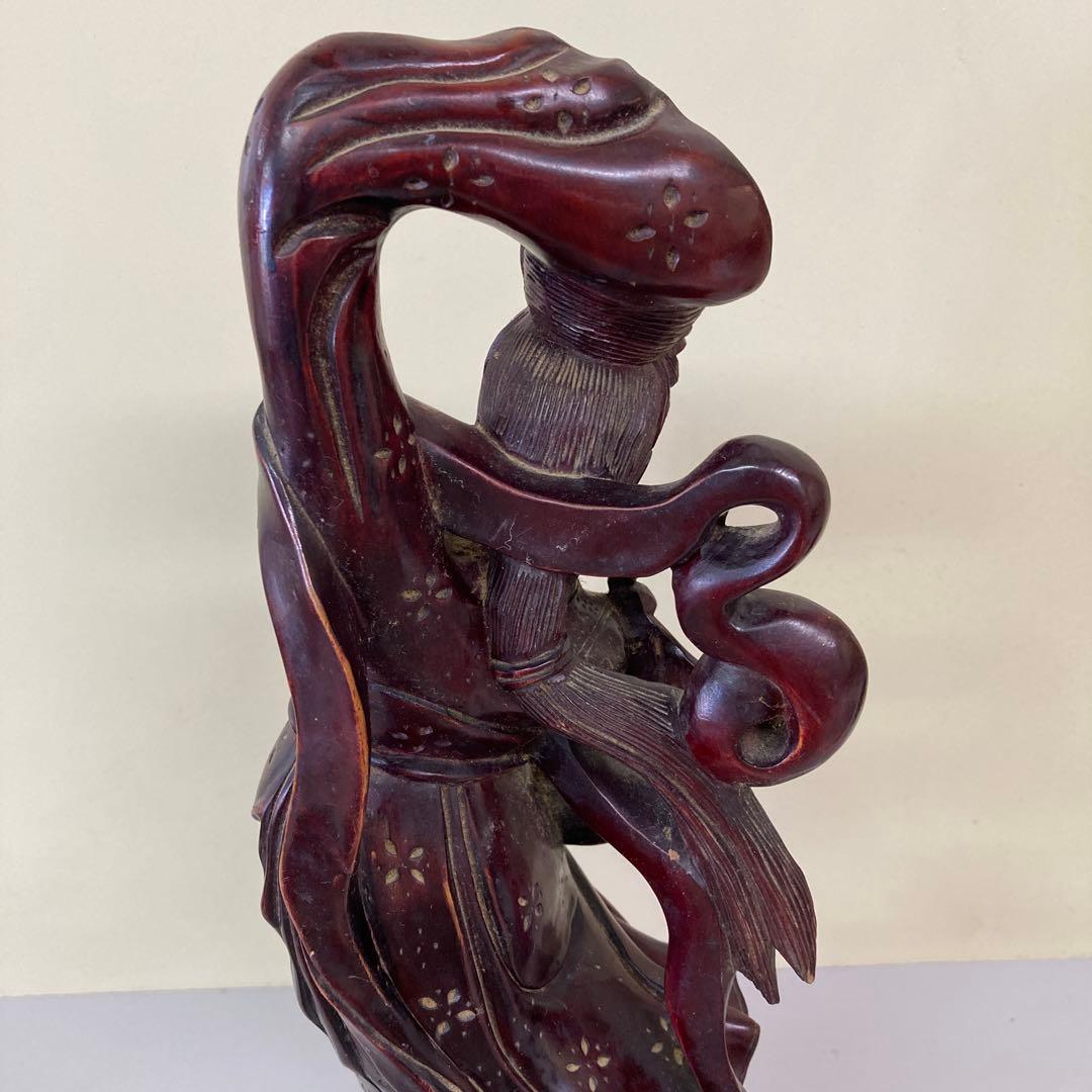 E4 中国美術 木彫り 木彫 彫刻 置物 オブジェ 天女 美人像 飛天 嫦娥