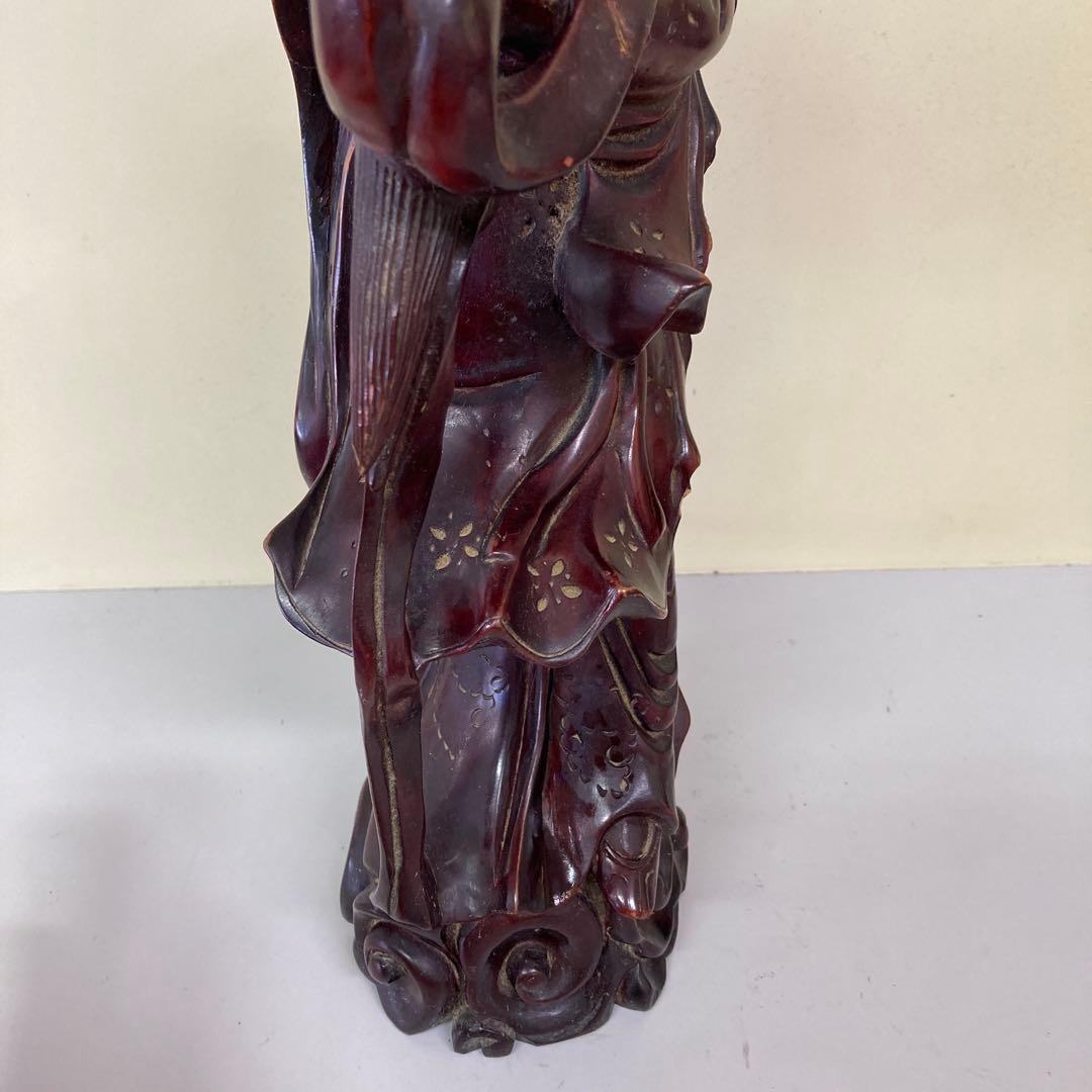 E4 中国美術 木彫り 木彫 彫刻 置物 オブジェ 天女 美人像 飛天 嫦娥