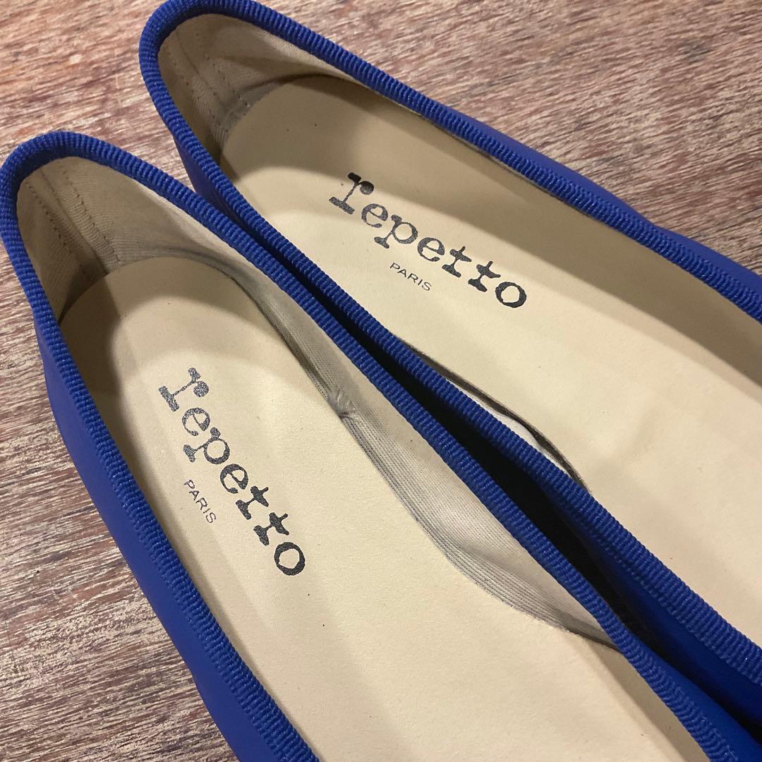 極美品！レペット バレエシューズ リボン ペタ靴 フラットシューズ 35 青
