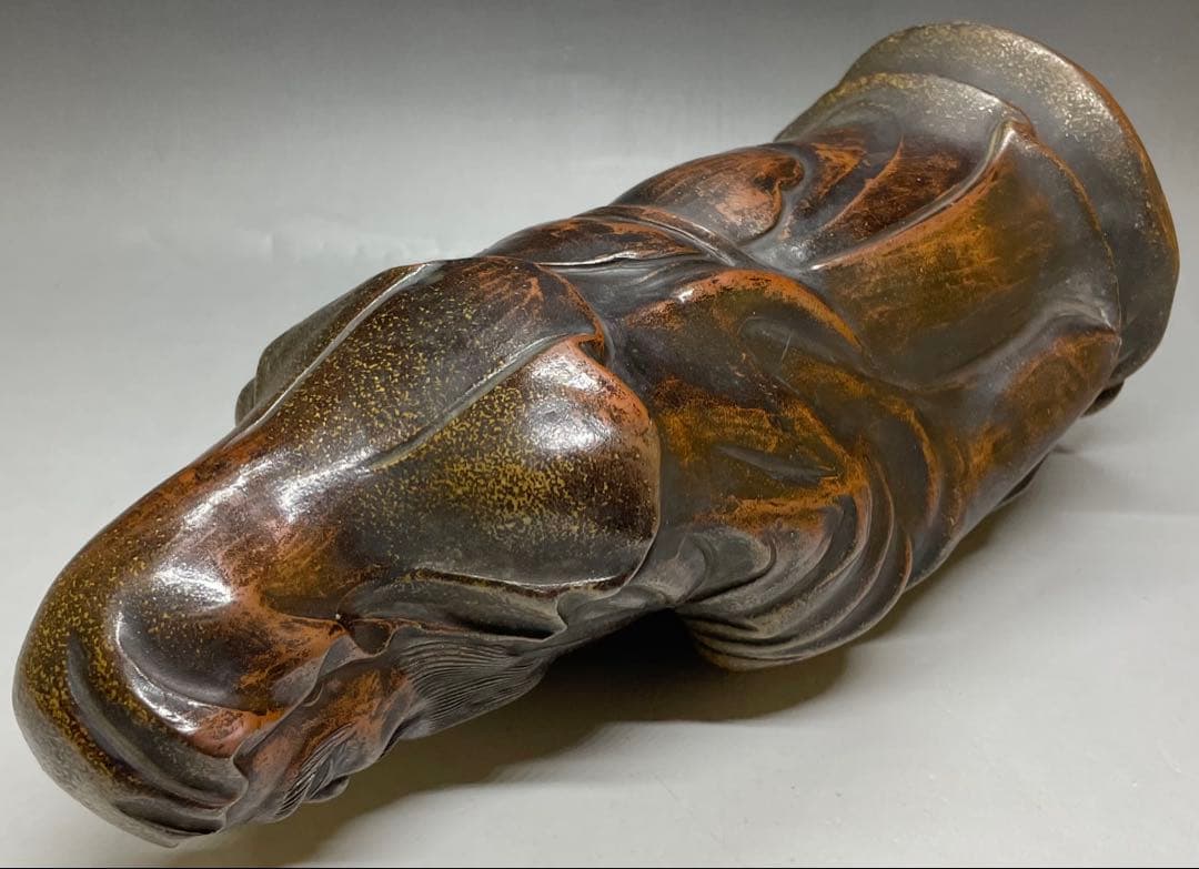 県指定重要無形文化財　森陶岳　寿老人　備前焼　置物　y87