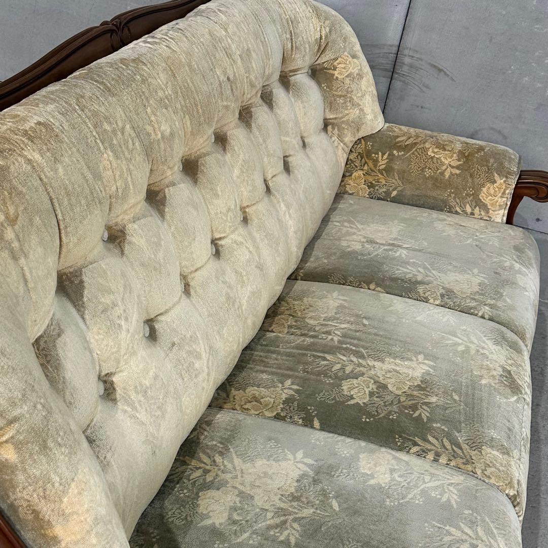 ✿70s✿ 昭和レトロ カリモク 3人掛けソファ ヴィンテージ 応接家具 金華山