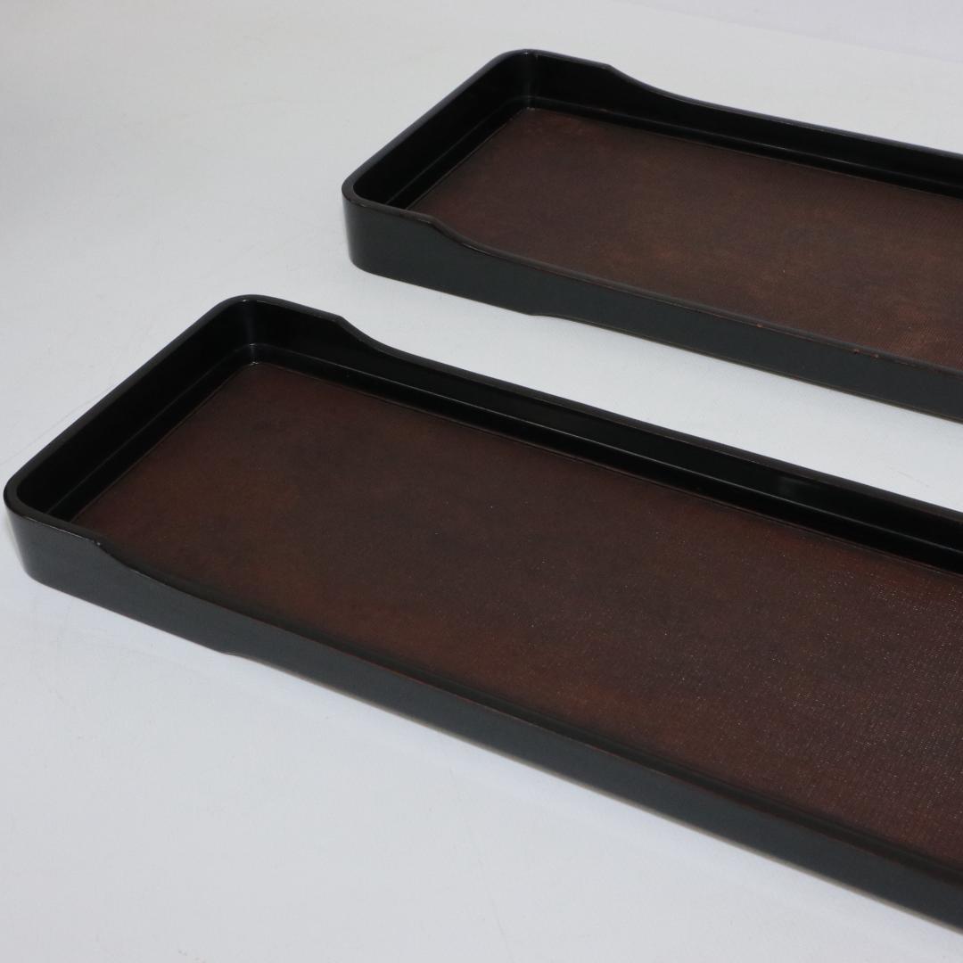 一文字盆 煎茶盆 長盆 角盆 天然木 漆 布 綿