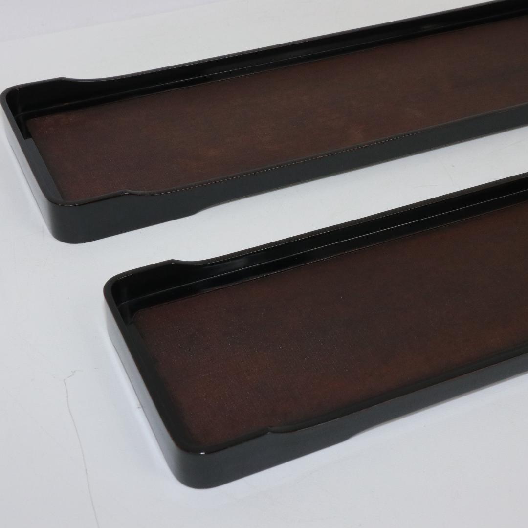 一文字盆 煎茶盆 長盆 角盆 天然木 漆 布 綿