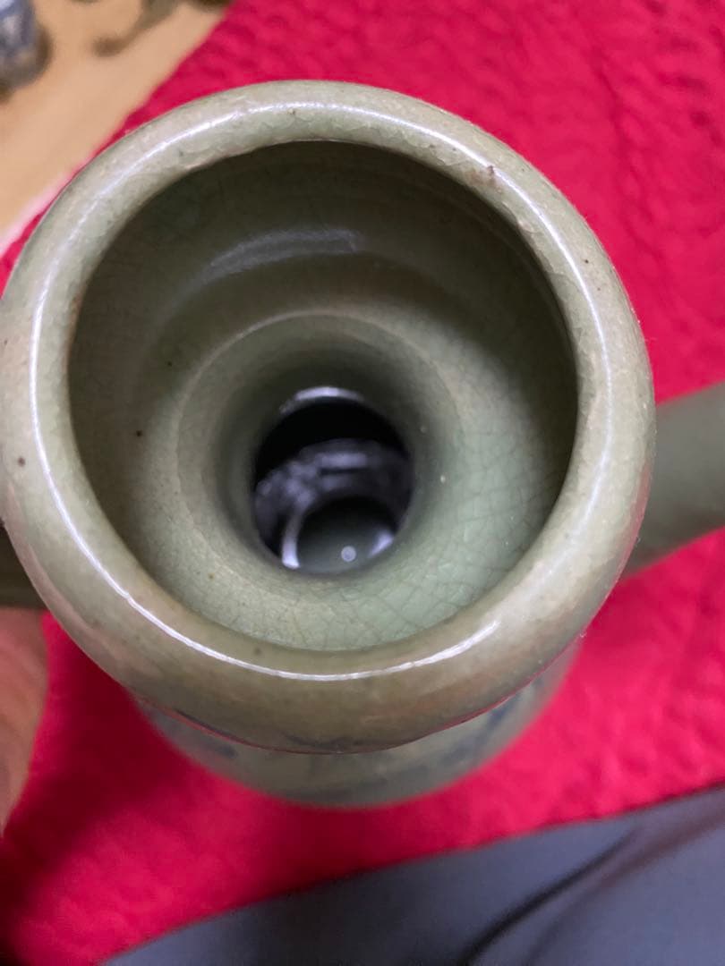 韓国　陶器製水差し 動物と竹の絵柄