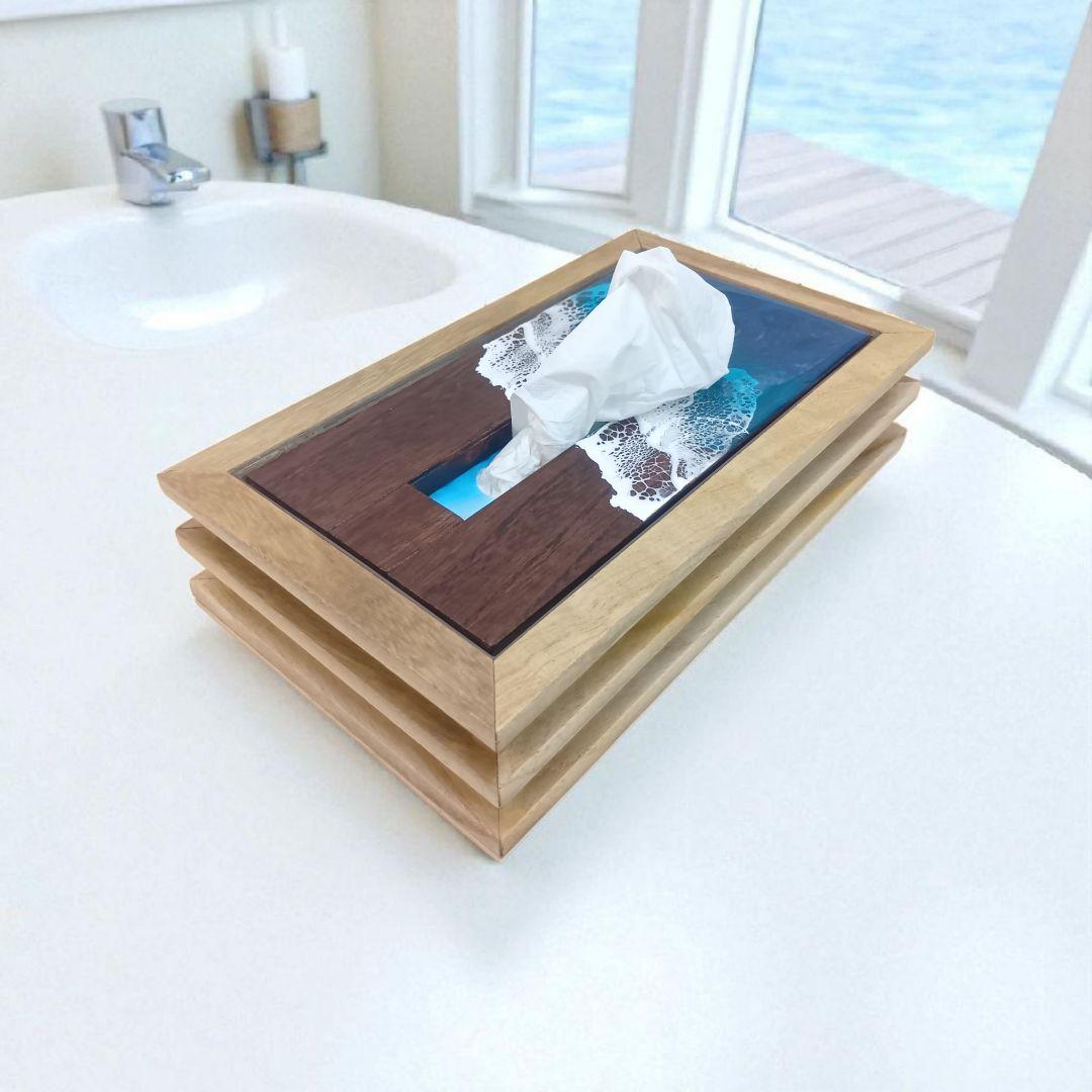 【1203】オーシャンアート　ティッシュケース　インテリア雑貨　レジンアート