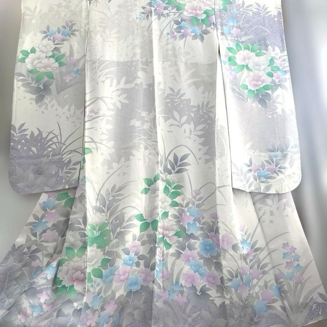 ＊振袖セット＊ 銀駒刺繍　牡丹花文　　　 　リメイク・練習用