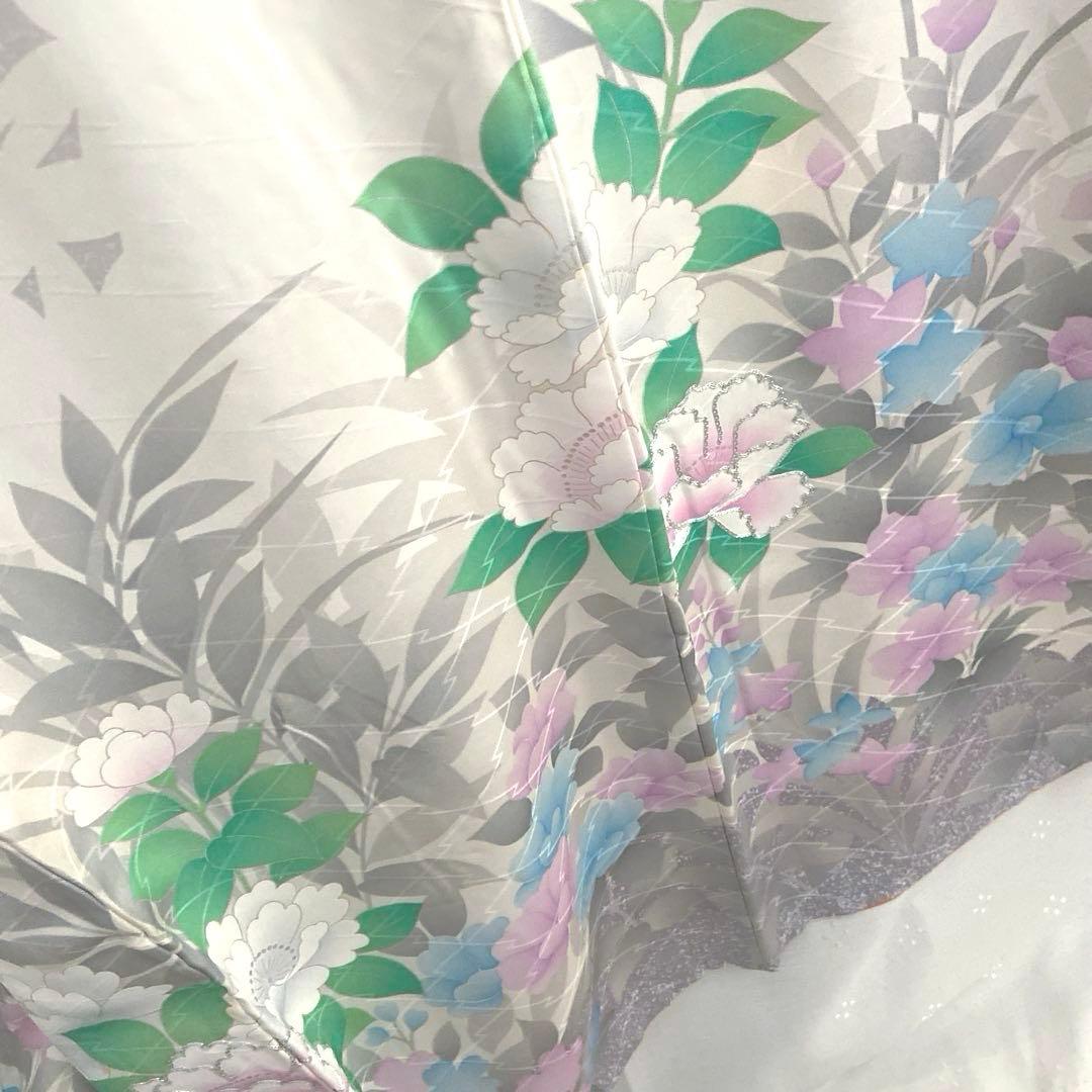 ＊振袖セット＊ 銀駒刺繍　牡丹花文　　　 　リメイク・練習用