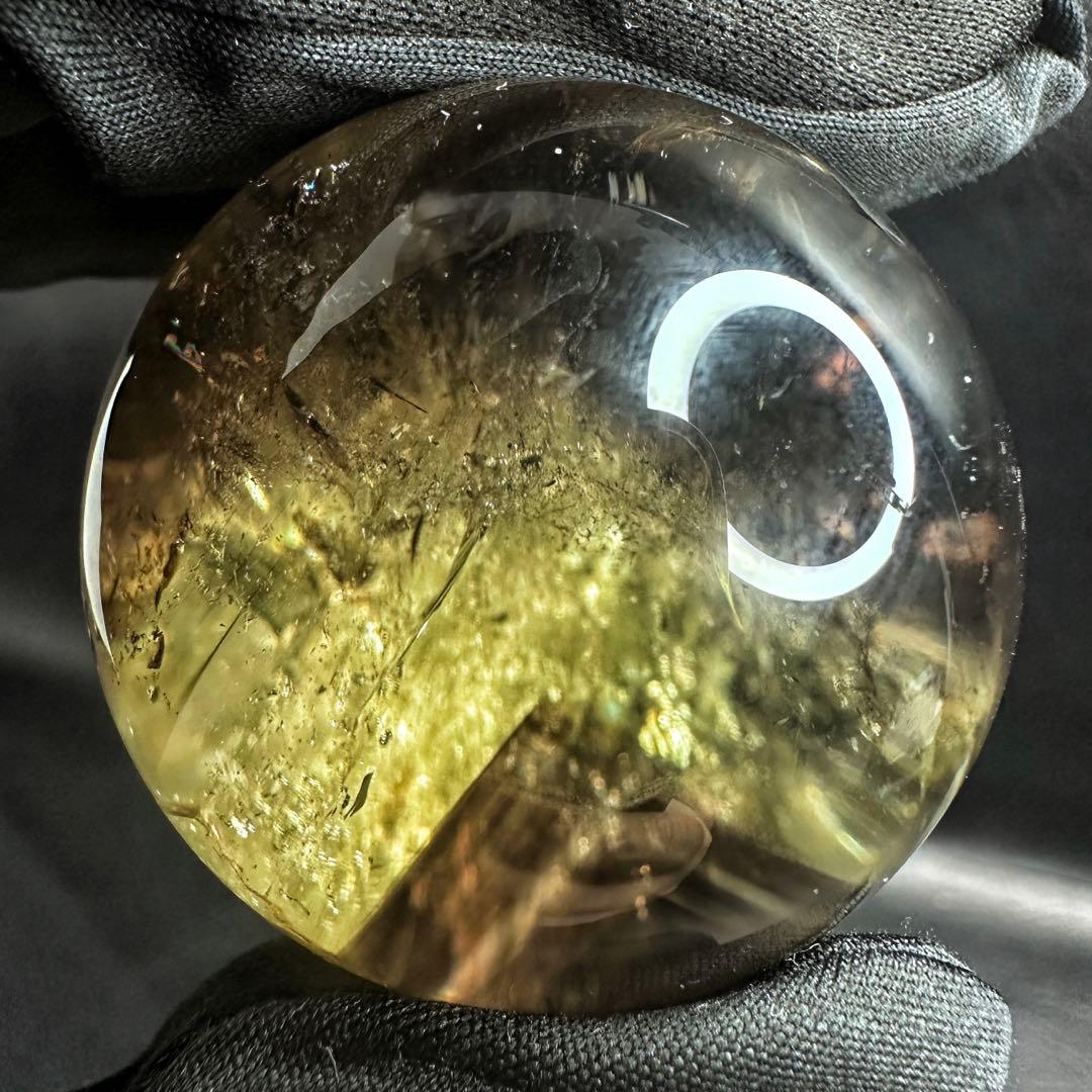 【開運 魔除】絶品❗️レインボー煙水晶スモーキーシトリン丸玉☆ファントムA1172