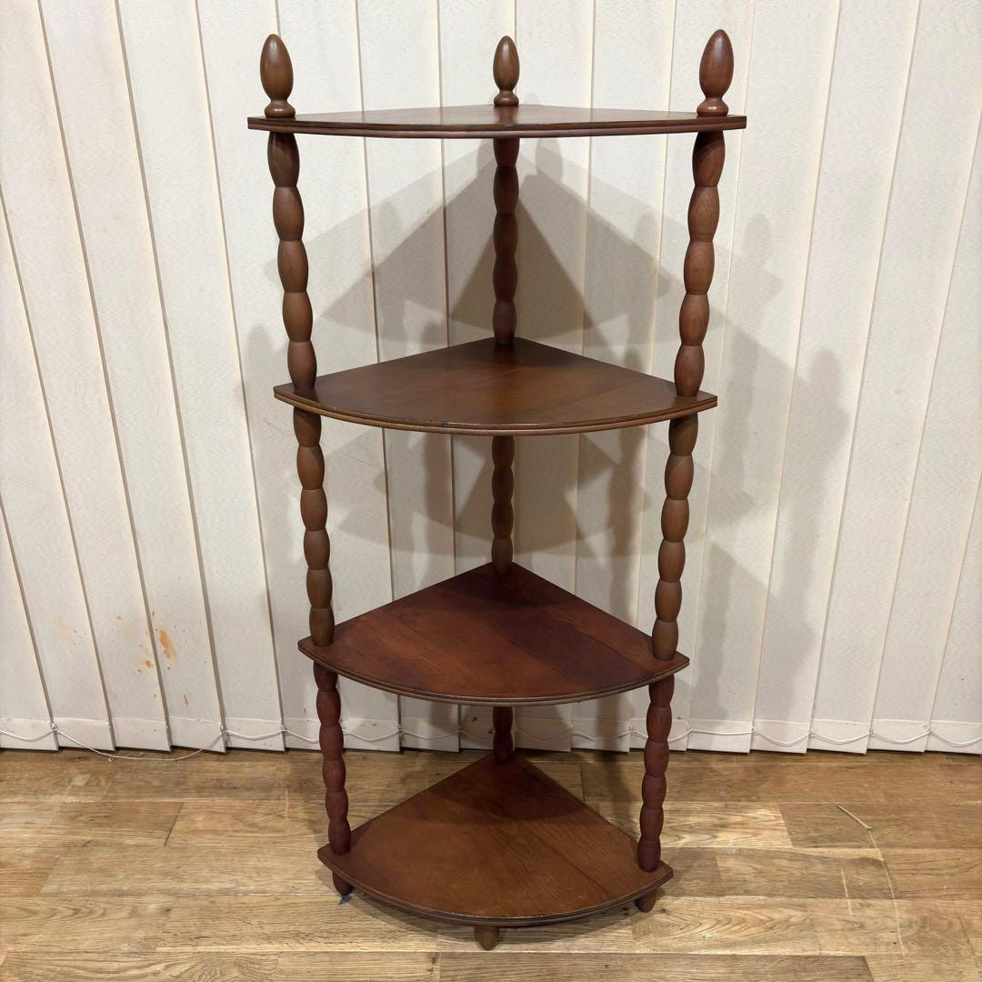 ナジコ Najico コーナーシェルフ 4段 木製 天然木 アンティーク ラック