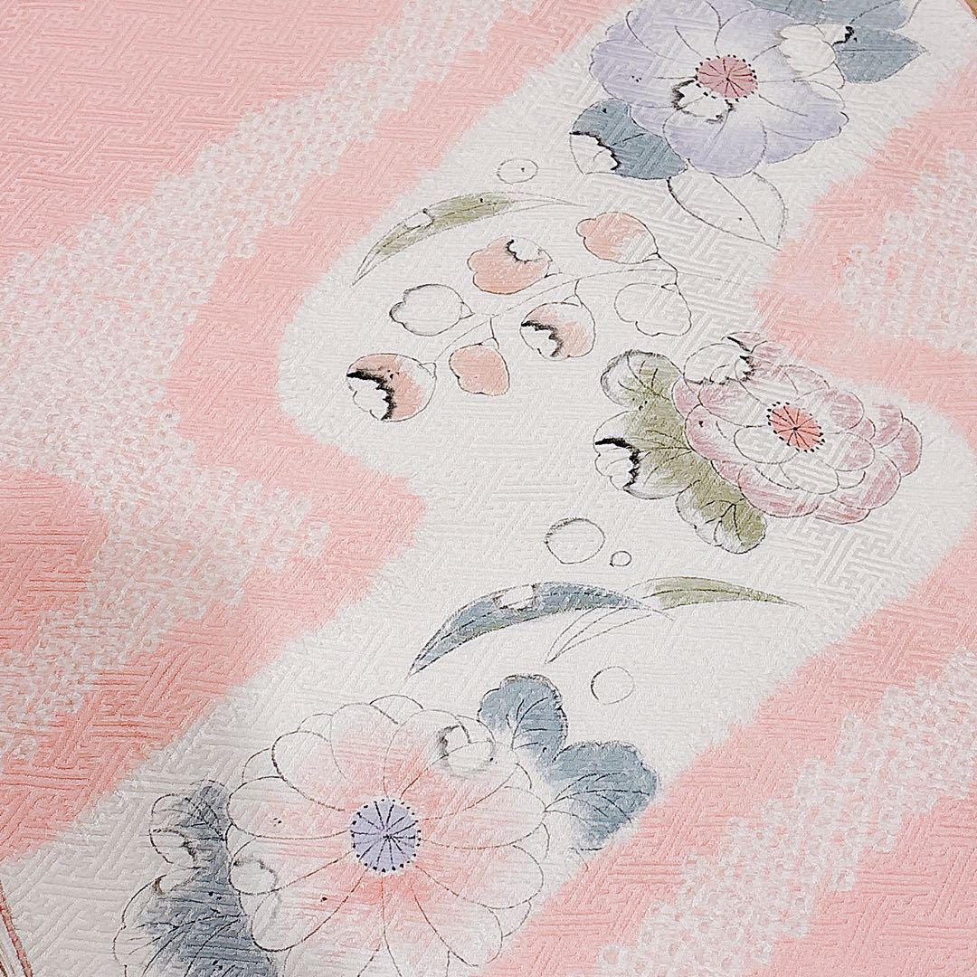 20日まで　訪問着　フルセット　辻が花　裄66 卒業式入学式M L 袋帯　ピンク