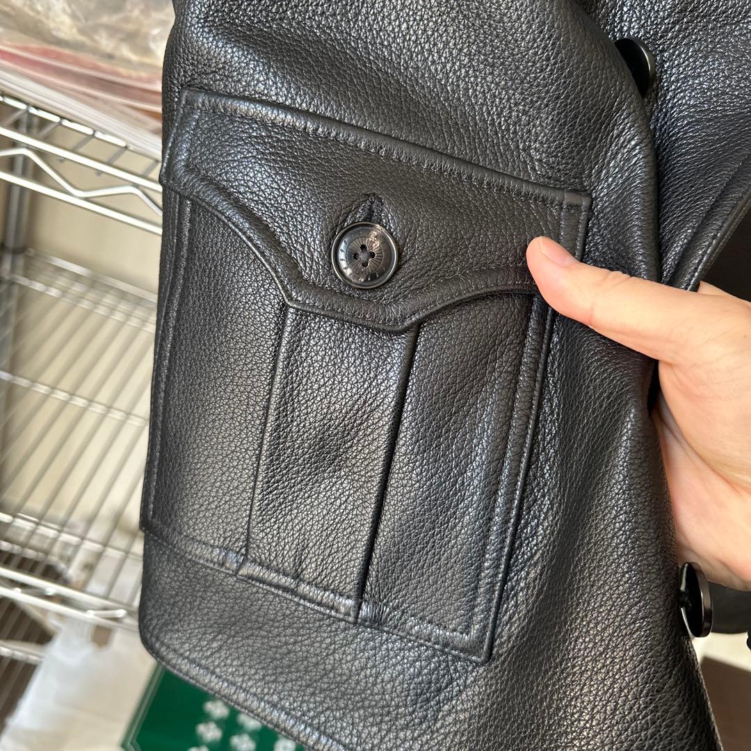 肉厚ゴートレザー製サンプルベスト／本水牛ボタン／REALSIMONS