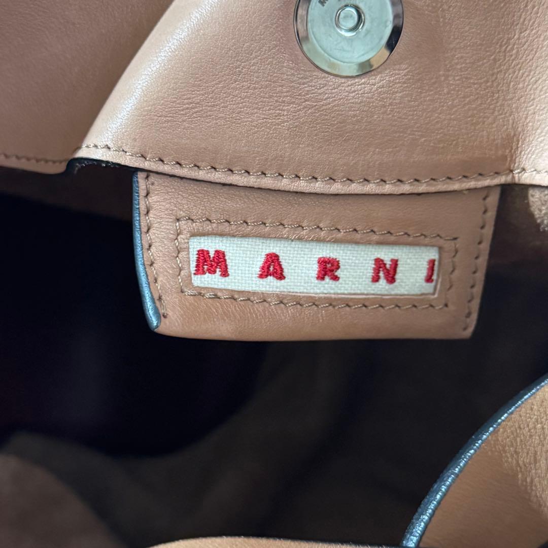 マルニ　バイカラー　ホーボー　レザー　ショルダー　バッグ　ポーチ付　ブラウン
