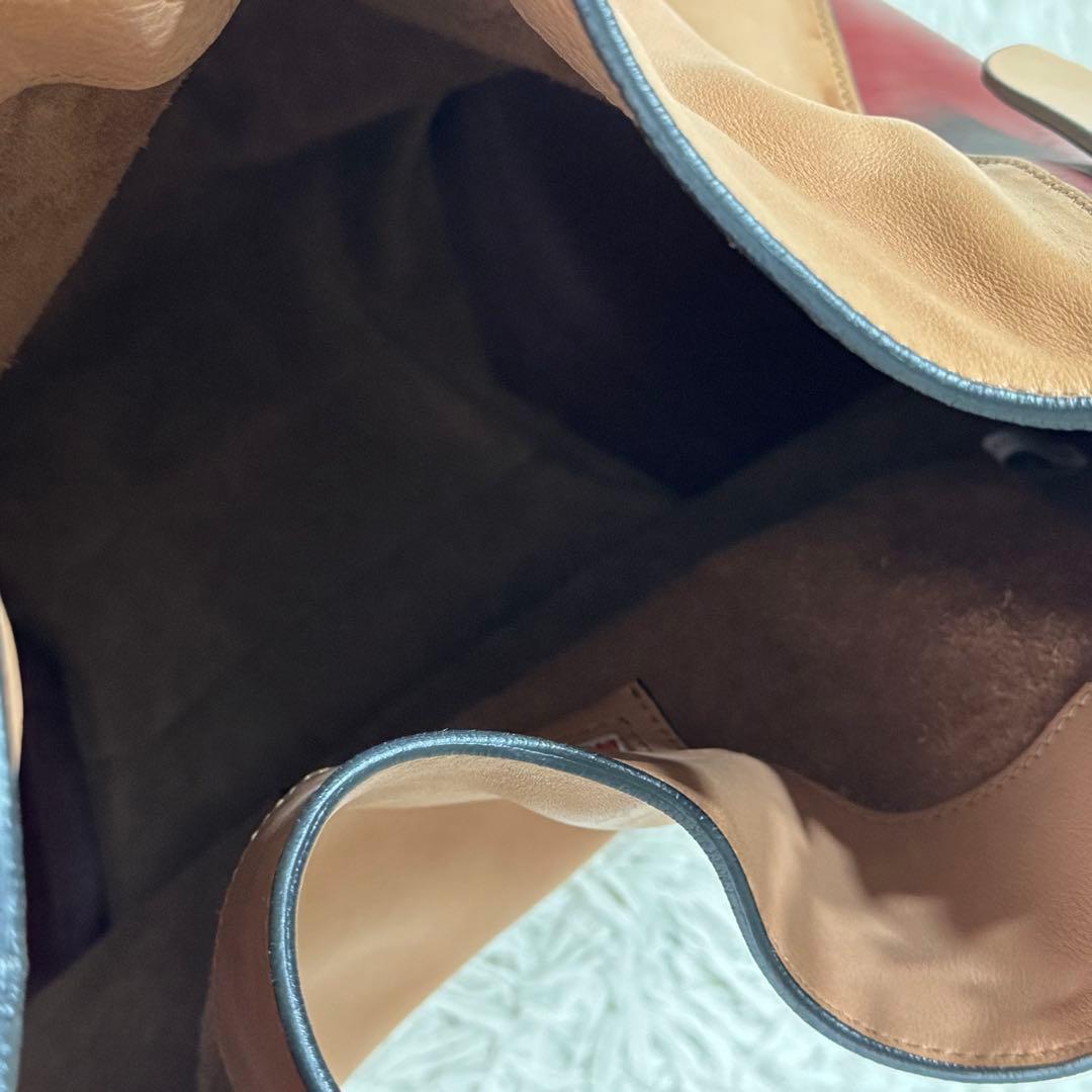 マルニ　バイカラー　ホーボー　レザー　ショルダー　バッグ　ポーチ付　ブラウン