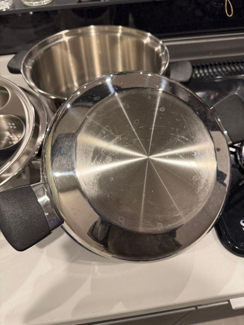 6L鍋！ひと鍋で一度に3種調理！ステンレス 二重鍋 蒸し器付き