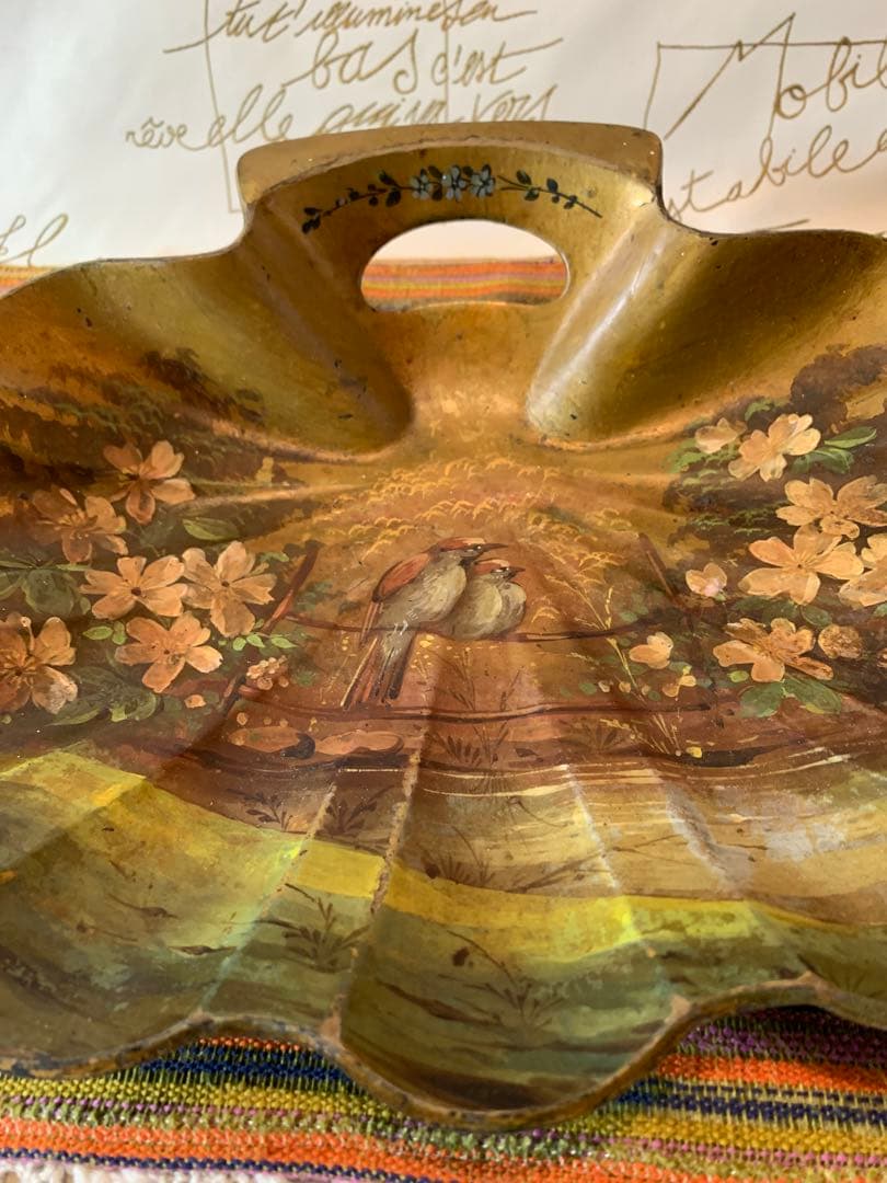 フランス製　アンティーク　ナポレオン期の絵柄が素敵な木製のプレート雰囲気抜群！