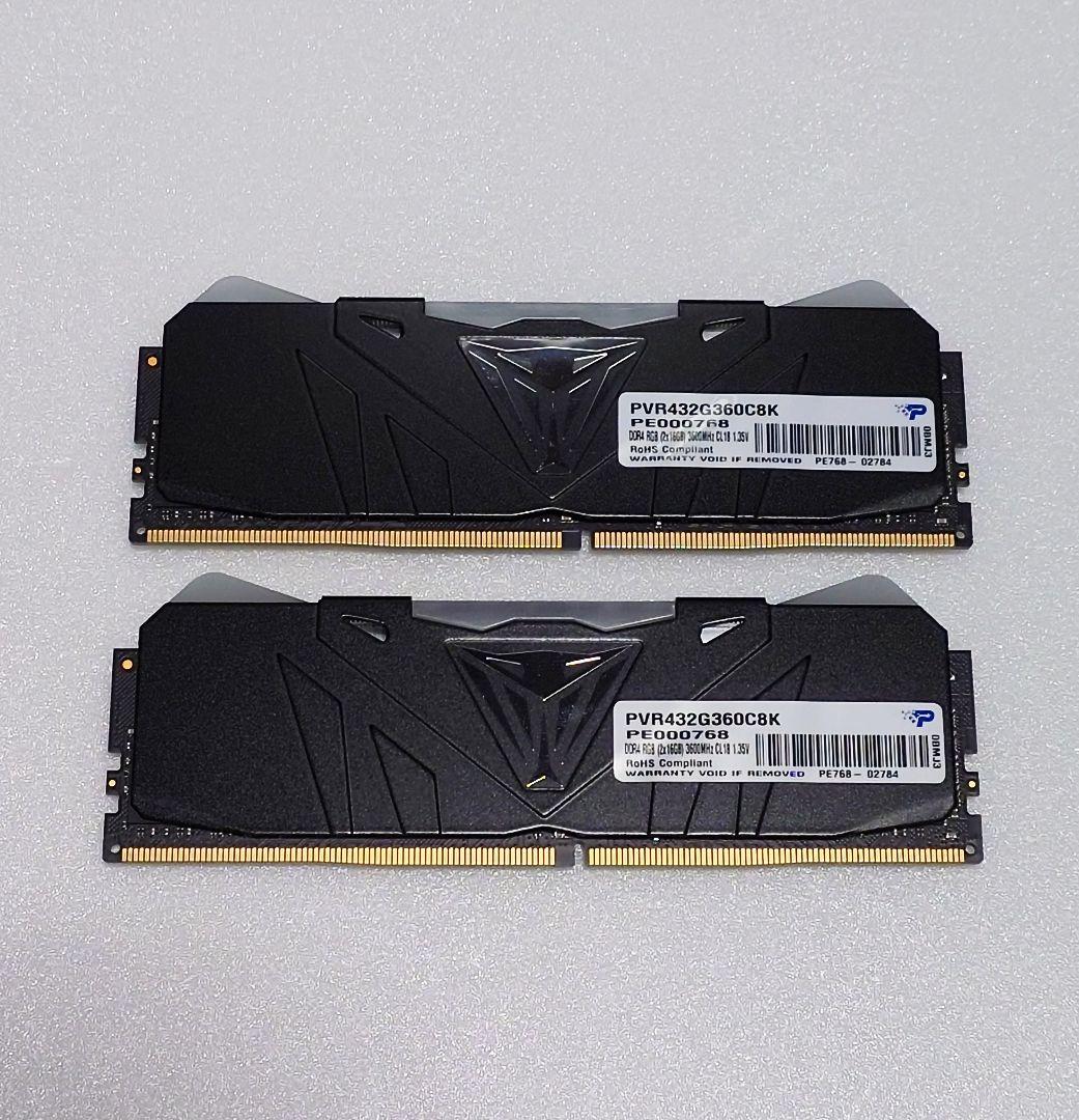 Patriot Viper DDR4 3600 16×2 32GB 動作確認済