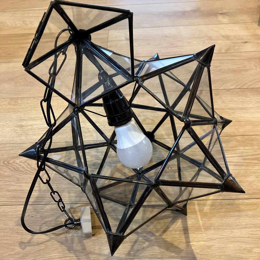 激レア　美品　ガラスシーリングライト　スター　星　ステンドグラス　e26 レトロ