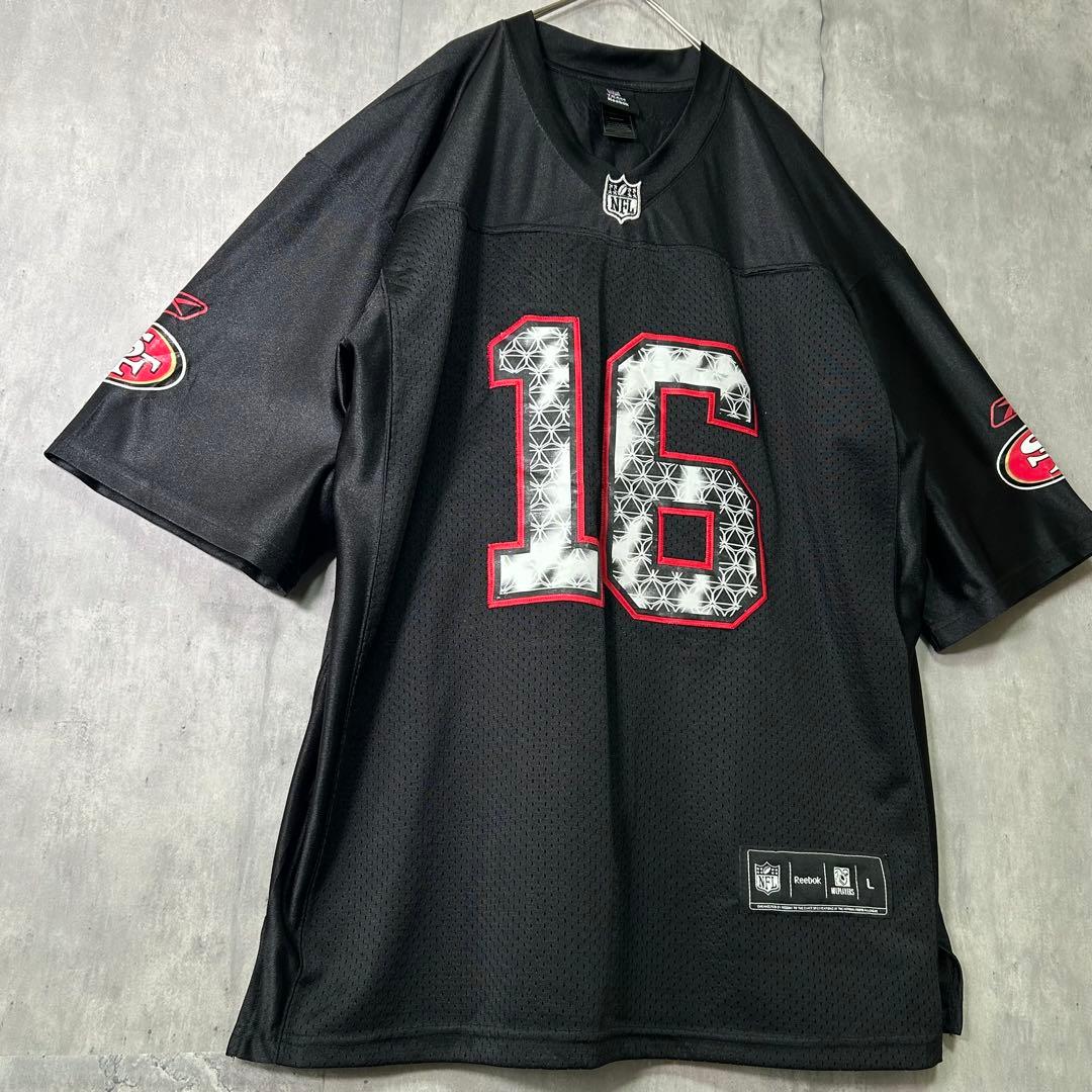 希少デザイン NFL 49ers ジョー・モンタナ ゲームシャツ メッシュ 黒
