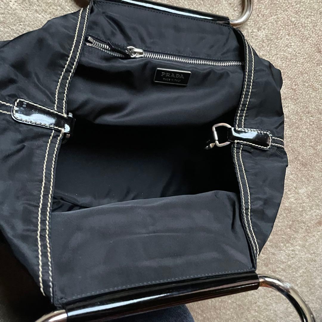 PRADA プラダ ボストンバック ハンドバッグbag 黒 エナメル