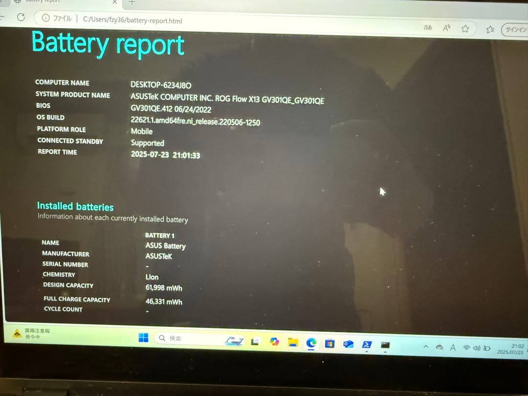 ASUS ゲーミングノートPC ROG Flow x13 GV301QE