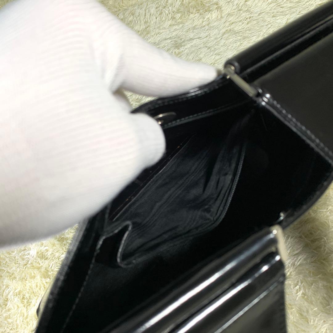 稀少 グッチ トムフォード期 90's エナメル ワンショルダーバッグ ブラック