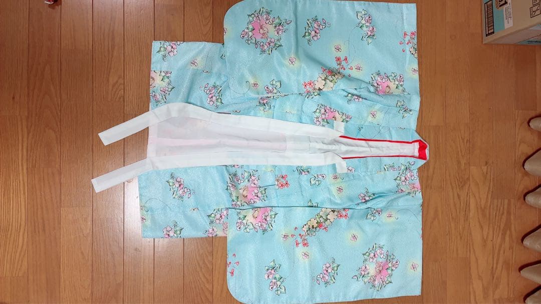 【美品】七五三　3歳用 水色花柄着物セット