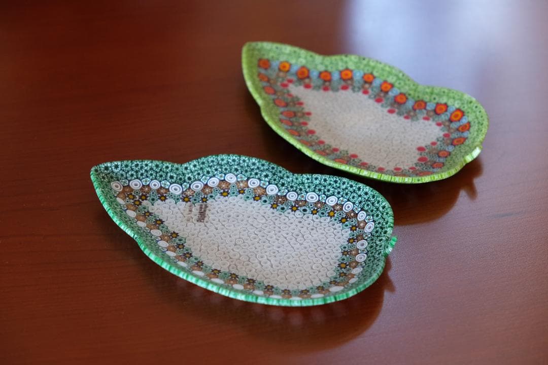 ベネチアングラス ミルフィオリ プレート モレッティ 時代物 飯塚亜裕子 ガラス