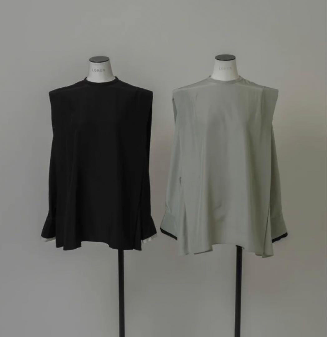 トップス LOHEN 2024SS SHOULDER TACK BLOUSE BLACK