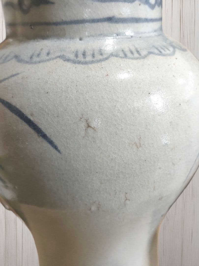 李朝染付壺　李朝白磁　時代物　朝鮮美術